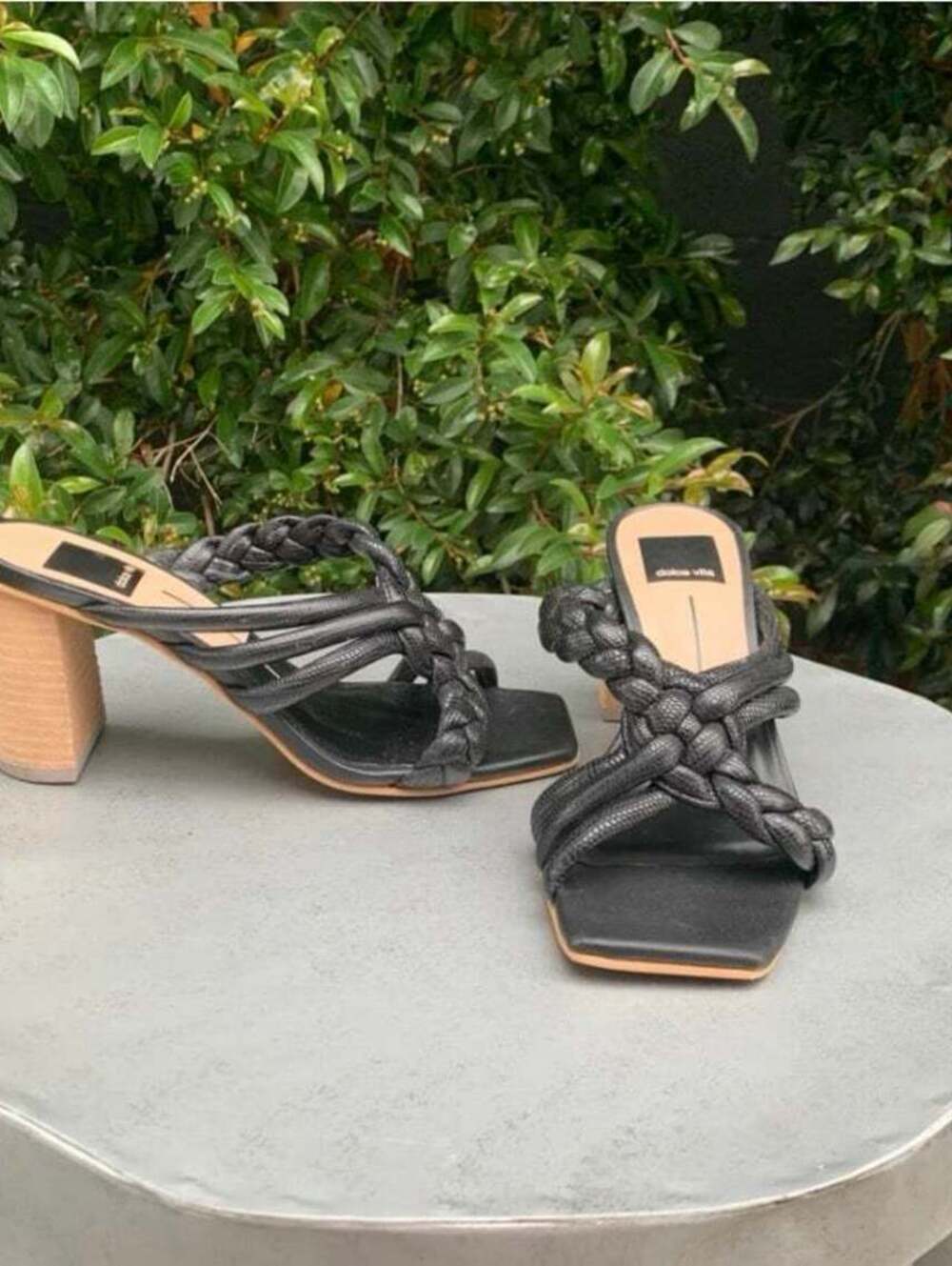 Dolce Vita Black Braided Block Heel Mules